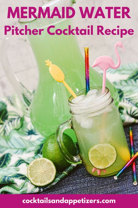 If you’re looking for easy big batch cocktails, this mermaid water pitcher is the one to try! These super easy pitcher cocktails can be made in large quantities, and the combination of fruity and tropical flavors and various rums will be a hit with any crowd. Make Mermaid Water as fun alcoholic drinks for a party and bring the fun! You'll love this summer cocktail recipes! Swamp Water Punch Alcohol, Big Batch Beach Cocktails, Green Pitcher Cocktails, Large Drink Recipes Alcoholic, Beach Drinks Alcohol Pitcher, Large Quantity Alcoholic Drinks, Party Pitcher Drinks, Large Batch Cocktails Summer, Big Batch Cocktails Summer Easy