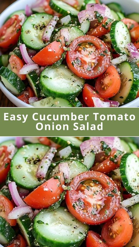 Easy Cucumber Tomato Onion Salad Tomatoe Cucumber Salad, Tomato Cucumber And Onion Salad, Egg Salad Pasta, Cucumber Tomato Onion Salad, Tomato Onion Salad, Cucumber Salad Recipes, Cucumber And Onion, Tomato And Cucumber Salad, Cucumber Onion Salad