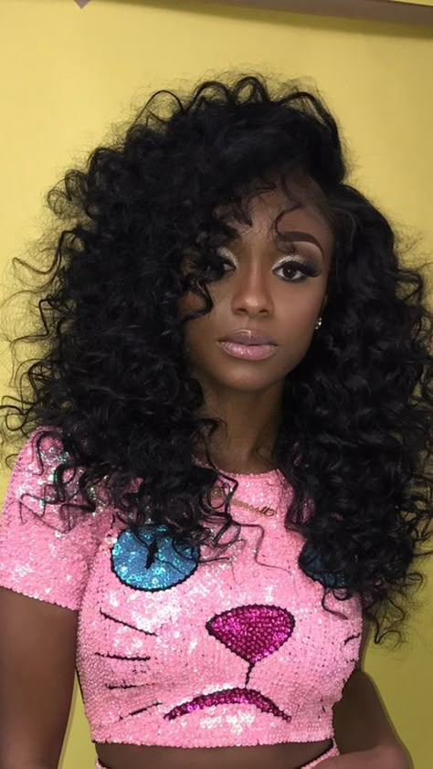 Sza Hair Wigs, Long Hair Weaves For Black Women, Deep Wave Sew In With Leave Out, Curly Flip Over Method Sew Ins, Wand Curls On Weave, Cute Crochet Hairstyles, Crochet Curly Hairstyles, Curly Quick Weave Styles, Weave Curls