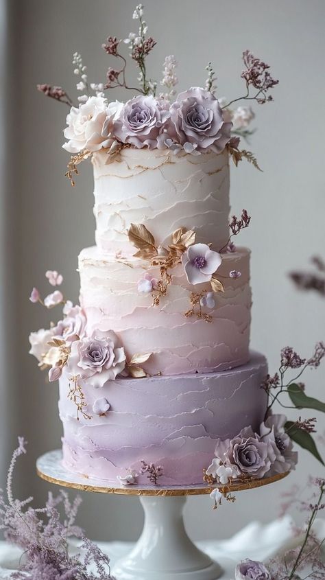 Cute Tiered Cakes, Lavender And Eucalyptus Wedding Cake, Fairy Garden Quinceanera Theme Cake, Wedding Cake Purple And Blue, Tangled Inspired Wedding Cake, Tangled Themed Wedding Cake, Ube Wedding Cake, Tangled Inspired Cake, Cool Cake Designs Creative