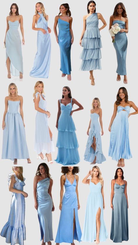 Blue bridesmaids dress inspo 🩵 Blue Bridesmaids Dress, Modest Spring Outfits, Sky Blue Bridesmaid Dresses, Fashion Show Themes, Cute Formal Dresses, Dress Code Wedding, Light Blue Wedding, Modest Dresses Casual, Bridesmaid Dress Styles