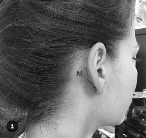 m Back Ear Tattoo, Jonboy Tattoo, M Tattoos, Jon Boy, Initial Tattoo, Jewelry Tattoo, Discreet Tattoos, Dainty Tattoos, Subtle Tattoos