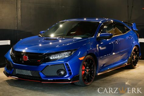 2017 Honda Civic Type R Aegean Blue Metallic & Championship White Enhancement and Protection Project - Carzwerk Type R Honda Civic, Sema Car Show, Fd2 Type R, Car Interior Organization, Civic Jdm, Honda Type R, Honda Civic Car, Honda Civic Sport, Civic Car