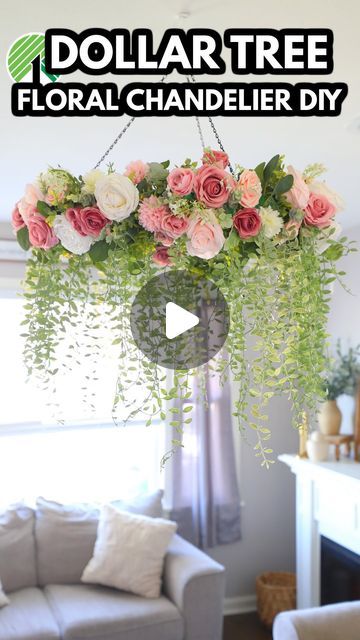 Bethany (Bargain Bethany) on Instagram: "DIY Hula Hoop Chandelier! Comment “LINK” for a link for floral used. #dollartree #dollartreediy #dollartreefinds #dollartreehaul #summerdiys #weddingdecor #diywedding" Ceiling Party Decor Ideas, Hula Hoop Flower Chandelier, Hula Hoop Ideas, Diy Floral Chandelier Hula Hoop, Hoola Hoop Lights Diy Chandelier, Hola Hoop Chandelier, Hula Hoop Wedding Decor, Flower Hoop Backdrop, Diy Garden Chandelier