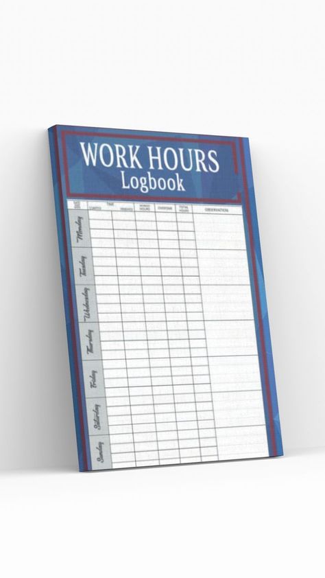 daily and Weekly Time Sheet Log Book For Individuals | Employee Time Log | Work Time Record Book Employee Schedule Template, Log Book Template, Time Sheet, Weekly Log, Work Time, Log Book, Schedule Template, Book Template, Job Description