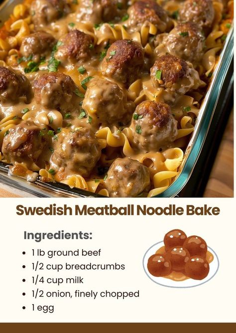 🫕 Recipes Made Easy 🍲 | Swedish Meatball Noodle Bake | Facebook Meatball Noodle Bake, Stove Top Bread Recipe, Swedish Meatballs Easy, Noodle Bake, Heavenly Recipes, Meatball Recipes Easy, Bacon Eggs, Egg Recipe, Beef Casserole Recipes