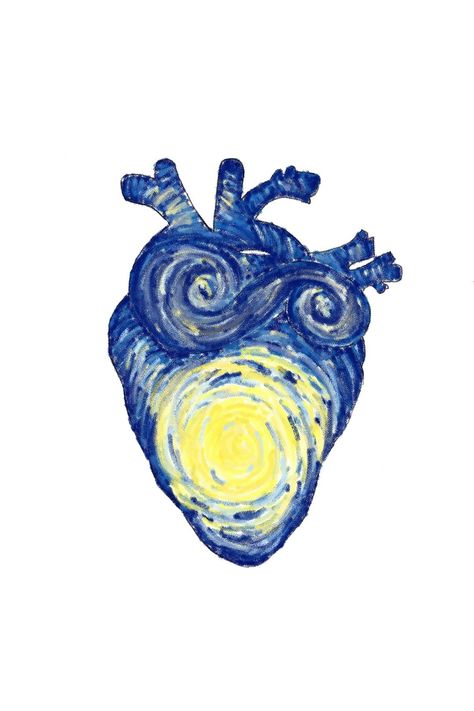 Starry Night Heart Painting, Blue Heart Drawing, Van Gogh Heart, Starry Night Heart, Blue Png, Cats Art Drawing, Blue Drawings, Iphone Wallpaper Video, Digital Collage Art