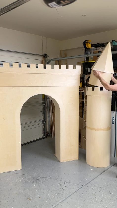 Woodshop Box Studio | I'm sure now you have an idea of what I'm building here 🙌 a beautiful castle, the final result is going to be tomorrow 😍🏰 📌 link in my bio… | Instagram Castle Inspiration, Colorful Castle, Diy Castle Playhouse, Castle Backdrop Diy Princess Party, Cardboard Castle Diy, Cardboard Box Castle, Diy Princess Party, Castle Playhouse, 3d Castle