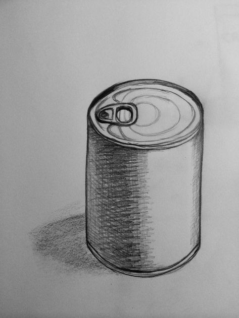 Easy Realism Drawings, Easy Still Life Drawing Pencil Sketch, Simple Objects To Draw, Still Life Pencil Shading, Hatching Drawing, Easy Still Life Drawing, Can Drawing, Hatch Drawing, Still Life Sketch