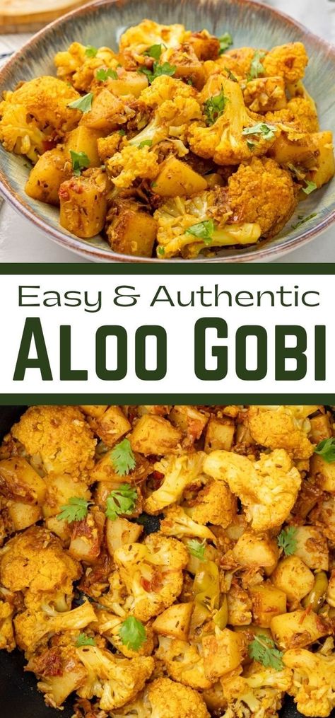 Indian Food Sides Dishes, Indian Cauliflower Recipes Aloo Gobi, Alu Gobi Recipe, Cauliflower Potato Curry, Aloo Gobi Recipe Easy, Gobhi Aloo Recipe, Alo Gobi Recipe, Aloo Curry Recipe, Aloo Gobi Recipe Punjabi