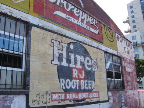 Old Hires Root Beer ad on building wall. – Cool San Diego Sights! Hires Root Beer, Old Advertising, Building Wall, Beer Ad, Ghost Signs, Fire Escape, Old Advertisements, Downtown San Diego, Little Italy