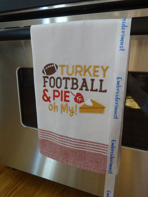 Embroidered Dish Towels, Funny Thanksgiving Kitchen Towels, Thanksgiving Dish Towels, Christmas Kitchen Towels Embroidery, Turkey Kitchen Towel, Fall Embroidered Tea Towels, Thanksgiving Bath Towels, Turkey Football, Thanksgiving Kitchen Towels