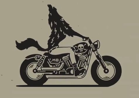 Motorcycle Aesthetic Tattoo, Motorcycle Flash Tattoo, Tattoo Motorcycle Ideas, Traditional Tattoo Art Motorcycle, Motorcycle Flash Art, Dog On Motorcycle Drawing, Wolf On Motorcycle, Motorcycle Tattoos, American Traditional Tattoo Ideas