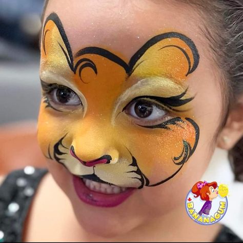 Lion Face Painting For Kids, Face Painting Lion, Lion Face Paint Easy, Fox Face Paint, Lion Face Paint, Lion Makeup, Face Painting Unicorn, Kitty Face Paint, Animal Face Paintings