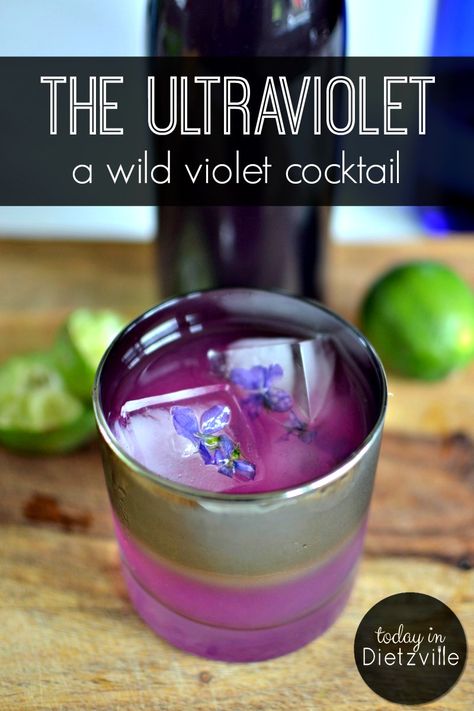 Specialty Cocktail, The Ultra Violet! Purple Cocktail Drinks, Purple Drinks Alcohol, Violet Cocktail, Violet Syrup, Violet Recipes, Simple Syrup Cocktails, Wild Violets, Purple Drinks, Vodka Lime