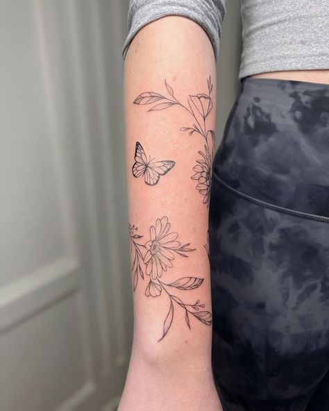 Wrap around floral & butterflies. 🌿 Thank you @chloe.marie.05 ! It was great seeing you again. #tattoo #wraparound #tattoos… | Instagram Wrap Around Tattoo Flowers, Cute Neon Nails, Earth Day Bulletin Board Ideas, Wraparound Tattoo, Earth Day Bulletin Board, Again Tattoo, Grace Tattoos, Wrap Around Tattoo, Tattoos Instagram