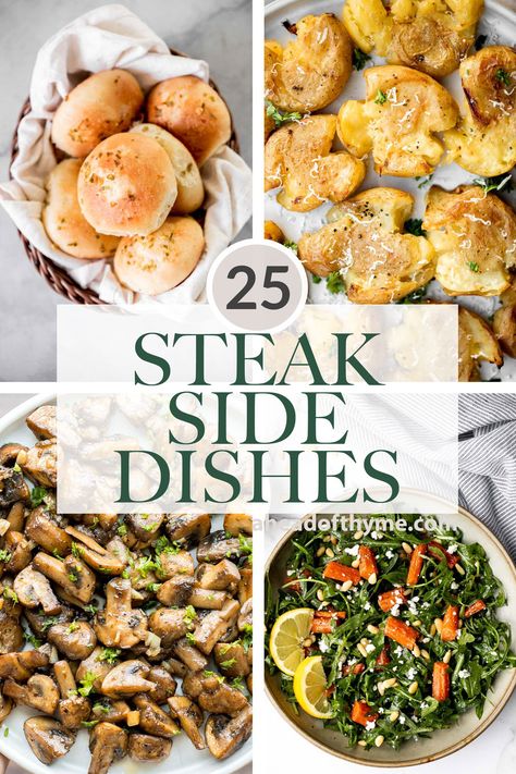 Steak Tip Dinner Sides, Steak Side Vegetables, Best Grilling Side Dishes, Steak Serving Ideas, Vegetable With Steak, Steaks Sides Ideas, Sides To Cook With Steak, Great Sides For Steak, Salad Recipes For Steak Dinner