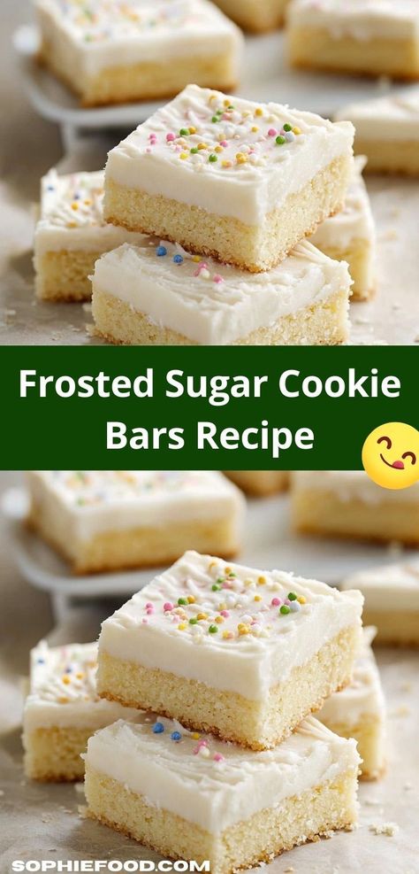 Looking for a delightful sweet treat? These Frosted Sugar Cookie Bars are a must-try! With their soft texture and rich flavor, they make the perfect dessert for family gatherings or holiday celebrations. Sugar Cookie Bars Recipe, Chicken And Potato Casserole, Sugar Cookie Bar Recipe, Soft Frosted Sugar Cookies, Cookie Bars Easy, Chicken And Potato, Creamy Frosting, Sugar Cookie Bars, Sugar Cookie Frosting