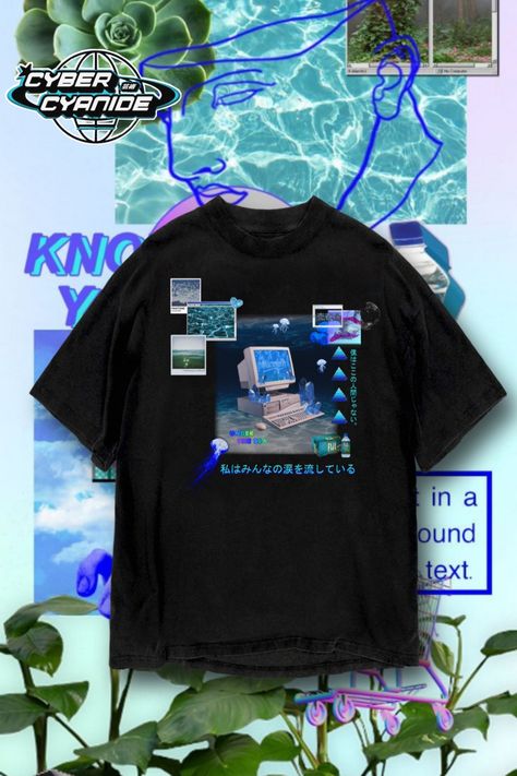 It has a little bit of seapunk Webcore Aesthetic Outfit, Cybercore Shirt, Webcore Fashion, Vaporwave Aesthetic Outfits, Weirdcore Shirt, Vaporwave Outfit, Arcade Fashion, Aesthetic Cybercore, Sims Aesthetic