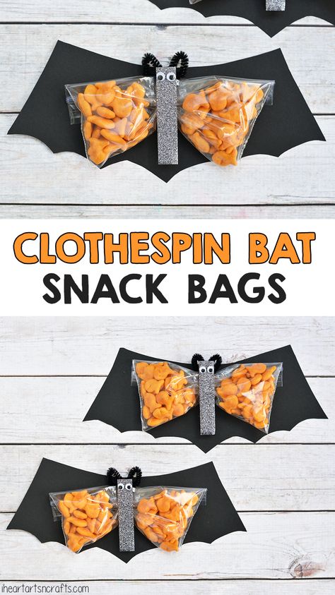 Clothespin Bat Preschool Halloween Snack Bat Preschool, Kindergarten Halloween Party, Preschool Snack, Recetas Halloween, Halloween Class Party, School Halloween Party, Kids Halloween Party, Halloween Kindergarten, Halloween Snack