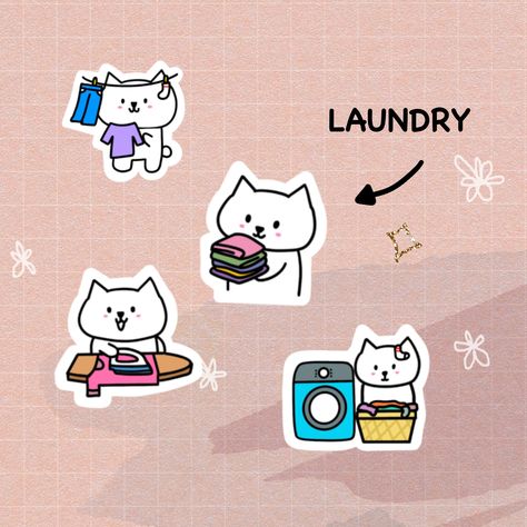 Laundry Chores Stickers | Cute Planner Stickers Bullet Journal Stickers Stationary | M006 https://etsy.me/41Tk7Uo #scrapbooking #plannerstickers #cutestickers #bulletjournal Chores Stickers, Korean Planner Stickers, Planner Sticker Sheet, Cleaning Stickers Planner, Water Bottle Planner Sticker, Cute Planner Stickers, Cat Sticker Sheet Printable, Digital Journaling, Stickers Ideas