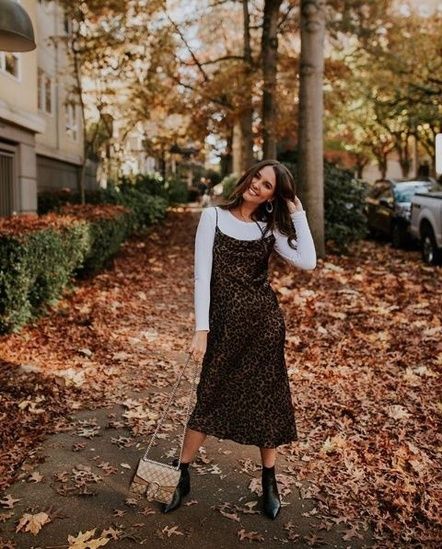 The classic slip dress. It's the perfect year-round closet staple! This one is from Zara, but I linked a few other faves below! Try wearing it layered over a basic white tee and booties when the temperatures drop! #ShopStyle #MyShopStyle #SlipDress #ShopTheLook #HowToWear #FallOutfits #SatinSlipDress #LeopardPrint Slip Dress In Winter, Round Closet, Style Slip Dress, Basic White Tee, Current Styles, Satin Slip Dress, Casual Winter Outfits, White Tee, Room Inspo