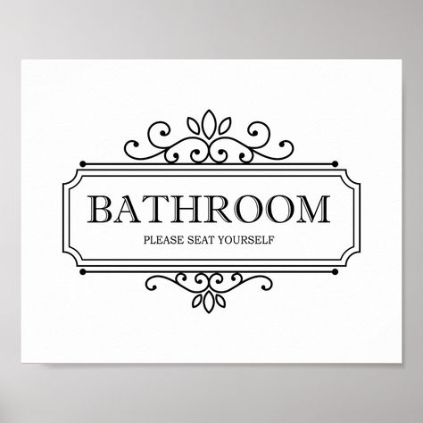 This cute bathroom sign is simple, elegant and subtly funny. It's a little bit classy and a whole lot of sassy - give your bathroom goers a little chuckle with this vintage inspired art print. Have a seat ladies and gentleman :) Cute Bathroom Signs, Family Photo Gallery Wall, Please Seat Yourself, Bathroom Quotes Funny, Bathroom Door Sign, Bathroom Niche, Bathroom Farmhouse, Bathroom Quotes, Signs Decor