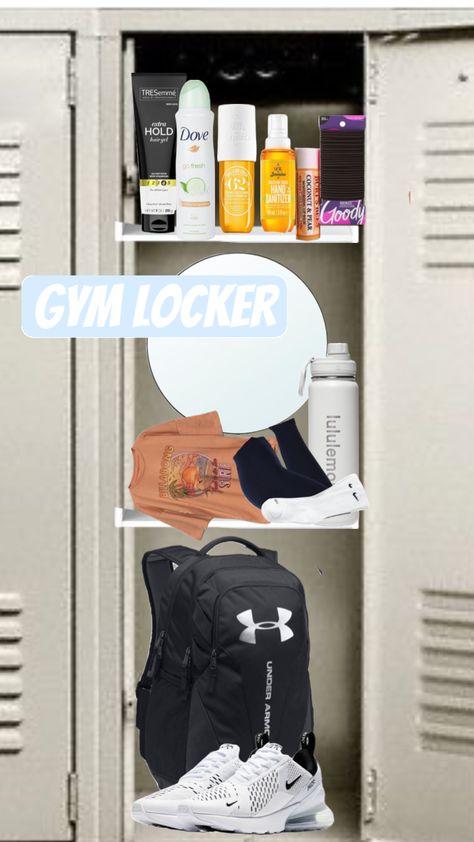 Pe Locker Essentials, Gym Locker Organization, Locker Essentials, Middle School Essentials, Better Friends, Sports Locker, School Backpack Essentials, Middle School Survival, Locker Ideas