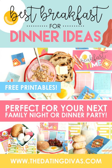 LOVE having breakfast for dinner! Can't wait to do try this fun breakfast party idea with my family! #breakfastfordinnerideas #dinnerpartyideas #familyfun Breakfast For Dinner Ideas, Recipe Using Zucchini, Light Dinner Recipes, Fun Breakfast, Dinner Games, Breakfast Party, Family Fun Night, The Dating Divas, Dating Divas