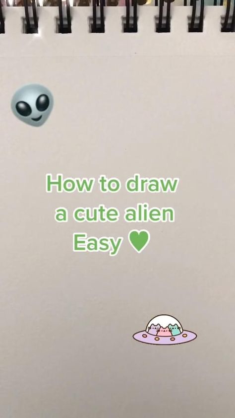 Doodles Notebook, Dibujo Simple, Drawing Ideas List, Easy Doodle, Easy Doodles, Doodles Drawings, Cute Alien, Easy Doodle Art, Painting Art Lesson