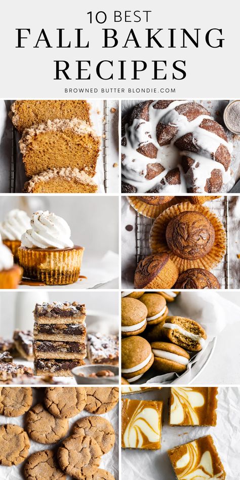 10 Best Fall Baking Recipes | Browned Butter Blondie | Sweater weather is finally here my friends! Put on your fuzzy socks and grab your aprons – we’re gettin’ cozy with my 10 best fall baking recipes to bake all season long. From pecan to pumpkin, there’s something for everyone! Cozy Fall Baking Recipes, Fall Baked Recipes, Fall Sweet Breads, Fall Baking List, October Baked Goods, Cottage Bakery Recipes, Brown Butter Desserts, Baked Goods Ideas, Fall Baked Goods Recipes