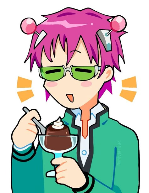 Saiki Eating Coffee Jelly, Saiki Coffee Jelly, Saiki K Chibi, Saiki Art, Saiki K Art, Kusuo Saiki, Psi Nan, Coffee Jelly, K Board