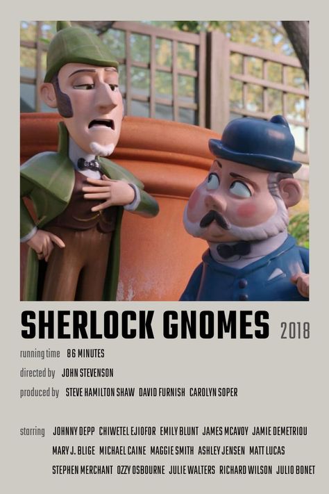 Sherlock Gnomes Movie Poster Sherlock Gnomes, Ashley Jensen, Gnome Wallpaper, Chiwetel Ejiofor, David Furnish, Richard Wilson, Julie Walters, Watson Sherlock, Movie Wall