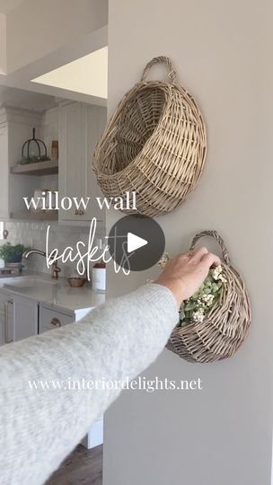 1.1M views · 16K reactions | For all of my English cottage, willow basket loving friends … they’re back !! https://www.interiordelights.net/products/round-willow-baskets-set-of-2 There is something about the color, texture and function of these baskets that makes you fall in love ! Our customers have used them in so many ways, from hanging off of wall hooks to grouping in a collection with art. I love them all alone , with greenery for every season 🌿 The little things #interiordelights #englishcottage #willowbaskets #cottagestyle #homedecor #farmhouse | Interior Delights What To Put Inside Wall Hanging Baskets, Willow Wall Baskets, Farmhouse Basket Walls Wicker, Wall Baskets With Greenery, Large Round Wall Basket, Clever Kitchen Ideas, Interior Delights, Willow Basket, Coastal Farmhouse Decor