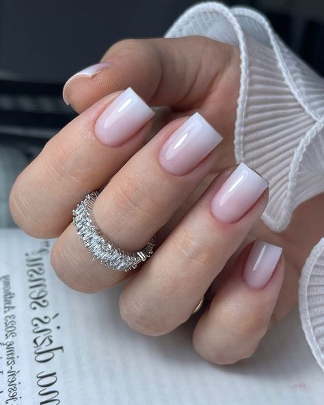 Bio Gel Nails Short, Bio Gel Nails, Baby Boomer Nails, Strawberry Scones, Baby Boomers Nails, Olive And June, Baby Boom, White Polish, Nails Only