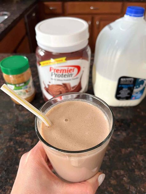 This Chocolate Peanut Butter Protein Shake is a delicious and easy way to fuel your day. Packed with rich chocolate flavor and creamy peanut butter, it's perfect as a breakfast, post-workout snack, or anytime treat. With simple ingredients and quick preparation, you'll have a satisfying and protein-packed shake in no time. Vanilla Peanut Butter Protein Shake, Premier Protein Chocolate Shake Recipes, Protein Shake Meal Replacement, Nutrisystem Shake Recipes, Chocolate Protein Shake Recipes Powder, Oat Milk Protein Shake, Chocolate Premier Protein Powder Shake Recipes, Peanut Butter Protein Shake Recipes, Chocolate Peanut Butter Protein Smoothie