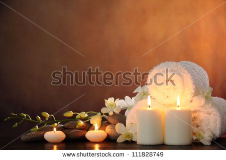 Spa still life with aromatic candles,orchid flower and towel. Spa Day Gifts, White Pillar Candles, Aromatic Candles, Luxury Spa, White Orchids, Original Wallpaper, Orchid Flower, Flameless Candle, Relaxing Music