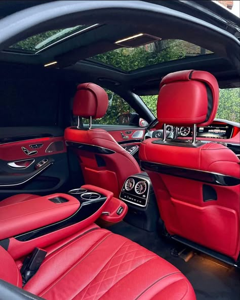 White Mercedes Benz Red Interior, White Car With Red Interior, Red Interior Design Car, Red Leather Interior Cars, Mercedes Red Interior, Red Mercedes Benz, Red Interior Design, Hospital Curtains, New Luxury Cars