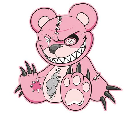 Evil Teddy Bear, Voodoo Doll Tattoo, Teddy Bear Drawing, Bear Decal, Petit Tattoo, Cute Zombie, Doll Tattoo, Bear Drawing, Posca Art