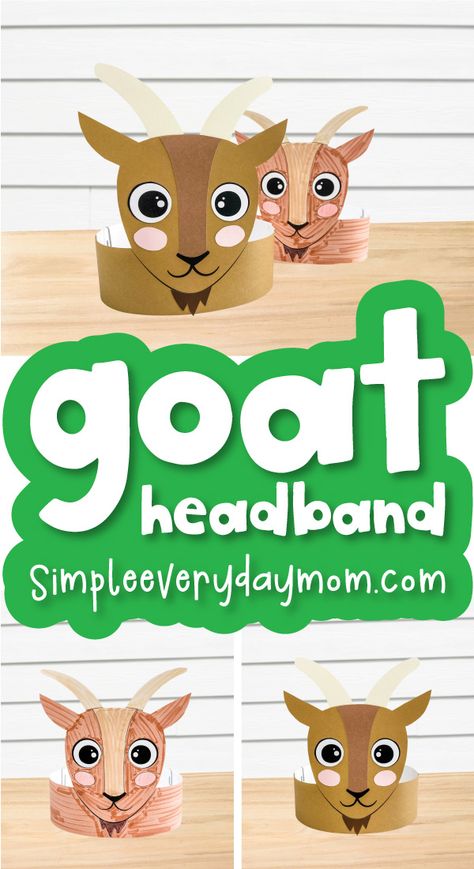 Make a goat headband craft with this FREE printable template! This is such an easy and fun project. You can use it as part of your farm animal theme or to go along with G is for goat activities. It's great for preschoolers, kindergarten, and early elementary children. Billy Goat Gruff Costume Diy, Farm Animal Headbands Diy, G Is For Goat Craft Preschool, Preschool Goat Craft, Goat Template Free Printable, Goat Crafts For Toddlers, Goat Activities For Preschool, Goat Costume Diy, Goat Craft Preschool