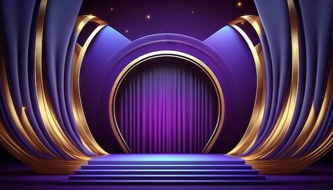 Blue purple golden curtain stage award b... | Premium Photo #Freepik #photo #purple-luxury #elegant #elegant-design #premium-poster Luxury Stage Design, Church Backgrounds Stage Design, Stage Background Design, Elegant Background Design, Award Background, Event Poster Design Inspiration, Golden Curtains, Ford Mustang Wallpaper, Frames Design Graphic