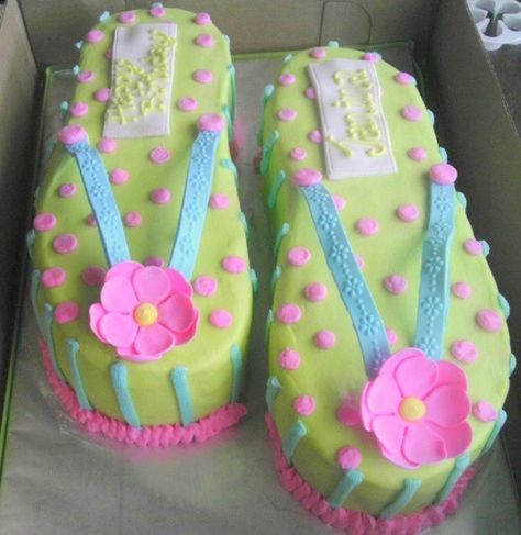 Flip Flop Cake Cake is butter cream with a gumpaste decorations Flip Flop Birthday Cake, Flip Flop Cake, Flip Flop Cakes, Beach Cakes, Spring Cake, Cake Central, Summer Cakes, Special Occasion Cakes, Unique Cakes