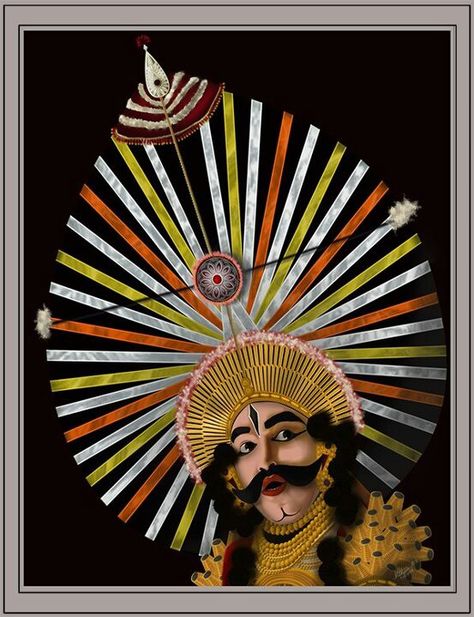 "Yakshagana" Digital Painting Yakshagana Painting On Canvas, Yakshagana Drawing Sketch, Yakshagana Photography, Yakshagana Drawing, Yakshagana Painting, Karnataka Rajyotsava, Animal Close Up, Dance Forms, Dance Of India