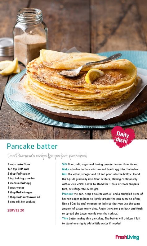 Quick Pancake Recipe, Pancake Batter Recipe, Quick Pancakes, Pancake Party, African Dessert, Batter Recipe, South African Food, Perfect Pancakes, Lemon Sugar