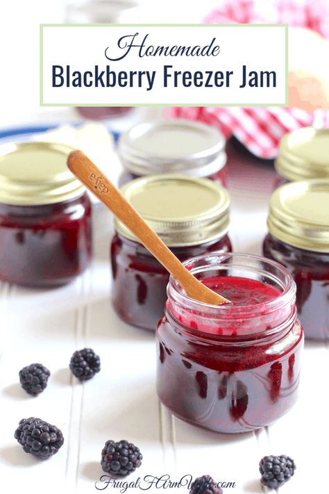 Delicious Blackberry Freezer Jam Recipe | Frugal Farm Wife Sure Jell Freezer Jam Recipes, Blackberry Freezer Jam Easy, Black Pink Wallpaper Rose, Black Raspberry Freezer Jam Recipe, Blackberry Freezer Jam Recipe, Blackberry Jelly Recipe, Blackberry Freezer Jam, Rhubarb Freezer Jam, Freezer Jams