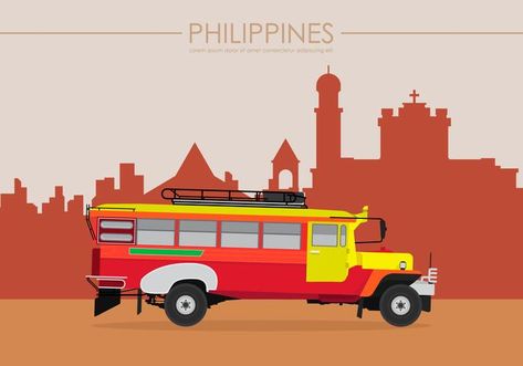 Jeepney Philippines Illustration Jeep Philippines, Philippines Illustration, Jeepney Philippines, Jeep Drawing, Map Clipart, Jeep Art, Vintage Film Photography, Side View Drawing, Design Campaign