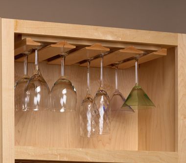 T Molding to hung under shelf for stemware