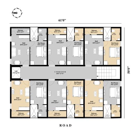 Small Hotel Floor Plan Layout, Hotel Floor Plan Small Hotel Floor Plan, Boarding House Floor Plans, Rental Units Design, Hostel Design Plan, Small Hotel Floor Plan, Hotel Layout, Hotel Room Design Plan, Guest House Plans