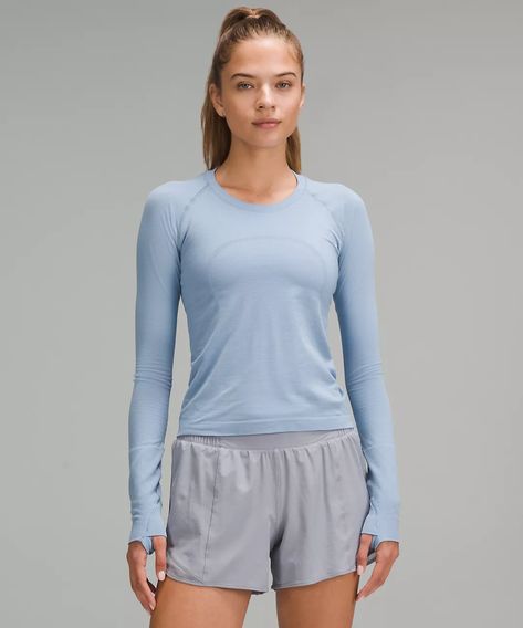 Swiftly Tech Long-Sleeve Shirt 2.0 *Waist Length | Women's Long Sleeve Shirts | lululemon Horse Riding Shirt, Lululemon Shirts, Lululemon Swiftly Tech Long Sleeve, Long Sleeve Running Shirt, Lululemon Shirt, Swiftly Tech Short Sleeve, Lululemon Long Sleeve, Workout Tops For Women, Swiftly Tech