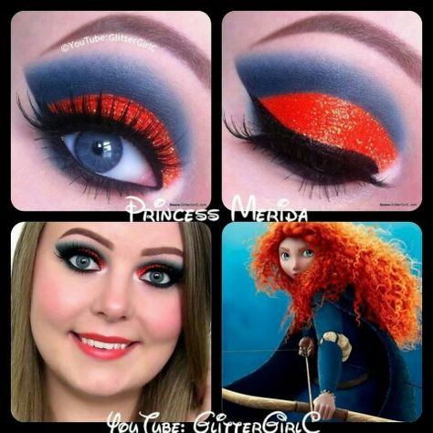 Merida Merida Makeup, Perfect Makeup Tutorial, Disney Eye Makeup, Disney Inspired Makeup, Monster High Makeup, Disney Princess Makeup, Makeup Collage, Makeup Geek Eyeshadow, Brave Merida